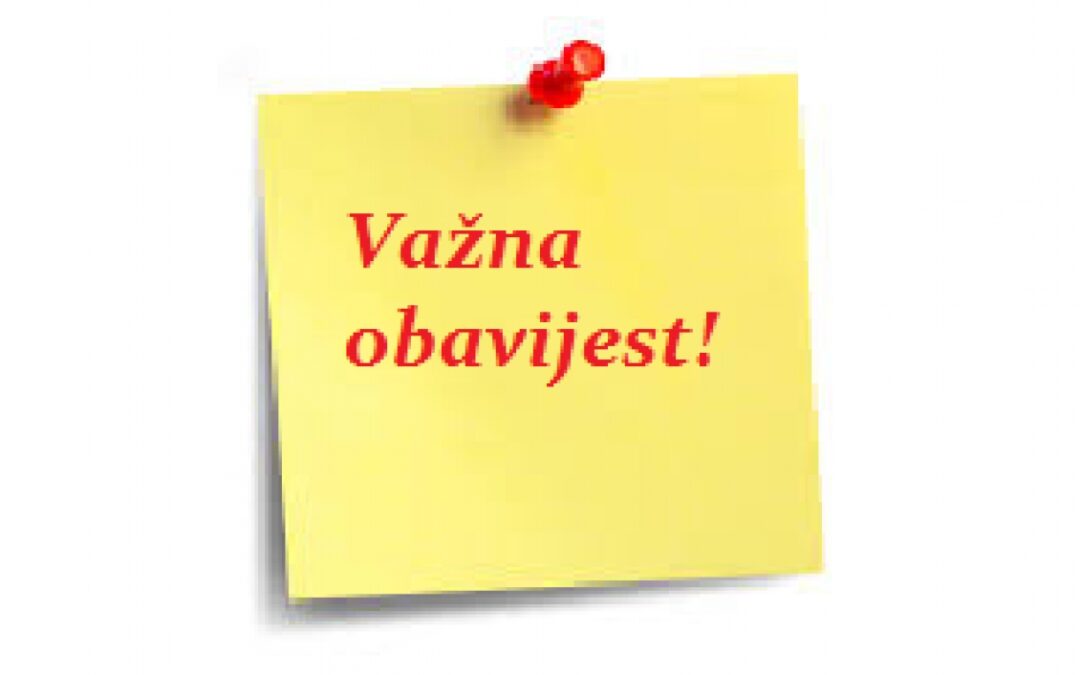 Važna obavijest